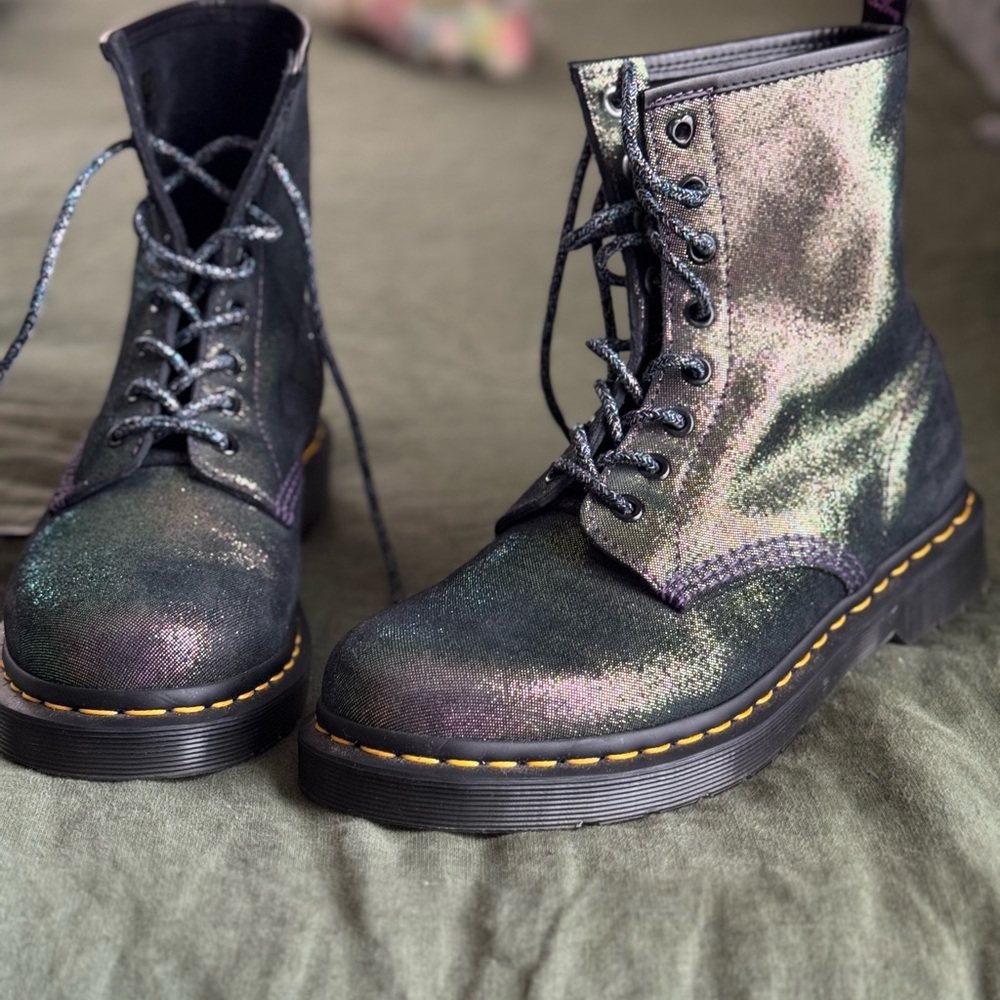 Iridescent Lace-Up Boots